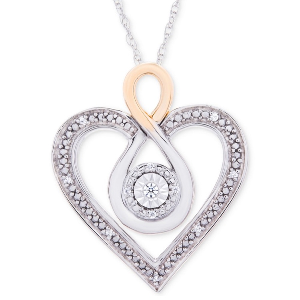 NWT Diamond Two-Tone Heart Necklace